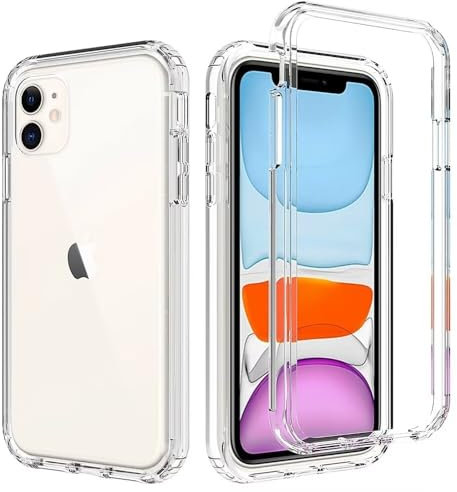 FMPCUON Coque pour iPhone 11 Etui, avec 2 Protecteur D'écran Coque Transparent Silicone TPU Case Intégral 360 Degres Full Body Protection Coque Housse pour iPhone 11, Transparent