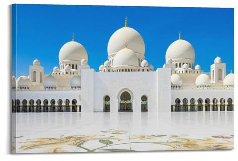 GLJXFP Poster, berühmte Kirche, große Moschee von ABU Dhabi, dekoratives Gemälde, Leinwand, Wandposter und Kunstdruck, moderne Familienschlafzimmer-Dekoration, Poster, 60 x 90 cm