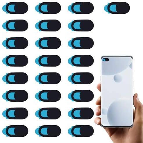 Eophmi Camera Cover Slider,25 Pcs Webcam Covers,Phone Camera Cover,Laptop Webcam Cover,Privacy Cover for Camera Phone for Laptops, Smart Phones,Tablets (Black)