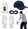 Dieb Kostüm Set, Bankräuber Kostüm Accessoire, Räuber Kostüm Set, Einbrecher Kostüm, Dieb Mask, Cap, Handschuhe, Geldsack, Panzerknacker Kostüm, Karneval Kostüm Faschingskostüme Erwachsene Kinder