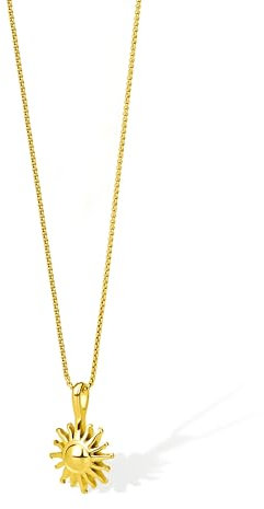 VICKWOOD Sonne Kette - Halskette Damen mit Gliederkette Wasserfest - Schmuckset in Gold 50-60cm Lang -Edelstahl Ketten mit Anhänger - Schmuck Geschenk für Frauen (gold)