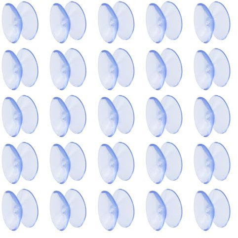25 Pièces Ventouses Double Face, Ventouse Table en Verre, Ventouse en Plastique PVC Transparent pour Miroir de Table en Verre (20 mm)