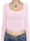 Women U-Neck Lace Trim Long Sleeve T Shirts Y2K Ribbed Slim Fit Crop Tops Aesthetic Vintage Tee Tops Streetwear (Pink, S)