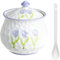 Sucrier, boîte à assaisonnement, sucrier à fleurs dessinées à la main avec couvercle et cuillère, grand pot à sucre à styles multiples, pot à sucre, boîte à assaisonnement -Violettes-750ml,Violettes-7
