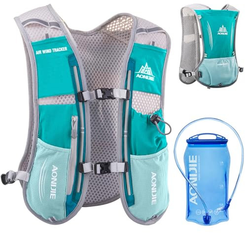 Azarxis 5L Trinkrucksack, Ultraleichter Laufrucksack mit 1.5L Trinkblase / 500ml Flasche, Trailrunning Rucksack, Laufweste für Laufen, Joggen, Marathon (Hellblau - mit 1.5L Blase, Einheitsgröße)