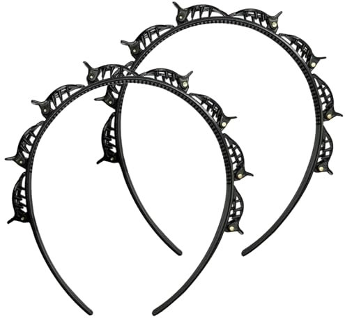 WERIGONI Lot de 2 Bandeaux à Pince à Cheveux, Serre Tête Pince, Serre Tête Fille, Pince à Cheveux Bandeau avec Pince
