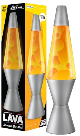 Lava Lamp - 14.5- The Original Motion Lamp - Orange and Yellow Liquid with Silver Base - Item #2129