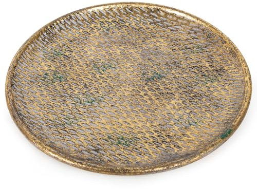 Logbuch-Verlag Plato plano de metal vintage dorado, diámetro de 28 cm, cuenco decorativo redondo de metal para decoración