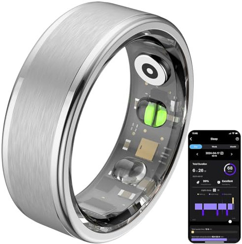 Newgen Medicals Smart Ring: Fitnesstracker-Ring, Sp02, Herzfrequenz, Schlafanalyse, Silber, Gr. 65 (Multifunktions-Smart-Ring, Smart Health Ring, Senioren Handy)