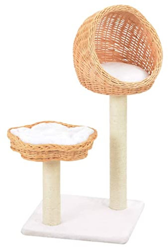 Xichuzi Rascador para Gatos con Poste de sisal, Rascador Gato, Arbol Rascador para Gatos, Gatos Accesorios, Torre Gatos, Casa para Gatos, Arranhador para Gatos, Madera Natural de Sauce
