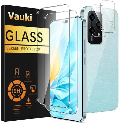 Vauki Verre Trempé pour Honor 200 Lite 5G avec Caméra Arrière Protecteur [2+2 Pièces],Dureté 9H Film de Vitre Protection écran Anti Rayures Sans Bulless Transparent HD Haute Sensibilité