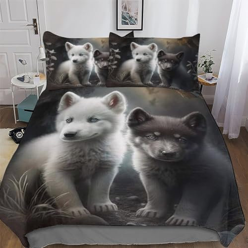 GGJJTT Pet Hund Bettwäsche 2 teilig, Bettbezüge Bettgarnitur Aus Mikrofaser, Erwachsene Teenager Kinder Bettbezug + Kissenbezug Single135x200cm