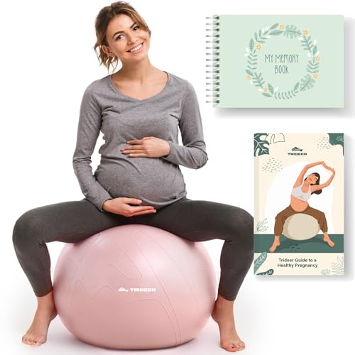 Trideer Yoga Ball – Exercise Ball for Pregnancy, Fitness & Home Workouts | Lab-Tested Anti-Burst design, non-slip surface & durable material ensure safe, comfortable support for pregnancy & exercise