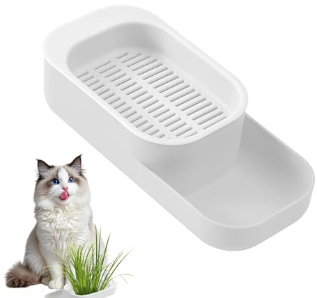 Katzengras Schale,Zpflanzgefäß für Katzengras Zwei in Einem,Keimschale Katze,Erdloses Hydrokultur-Design Seed Sprouter Tray für Innen-und Außenbepflanzung (Keine Samen)