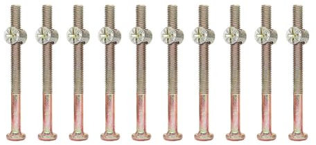 JIHUOO Lot de 10 boulons M6 en acier au carbone pour meubles et écrous à barillet pour cadre de lit, lit superposé, vis de rechange pour meubles, boulons hexagonaux pour chaise, berceau, lit M6 x 80