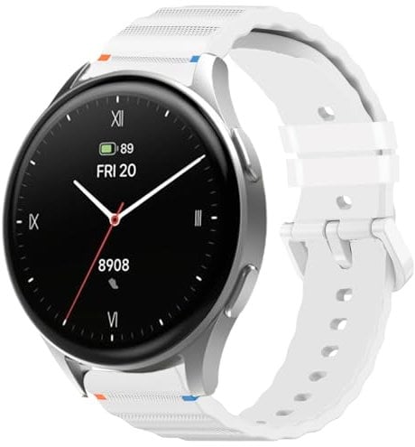 Blueshaweu 18mm 20mm Armband Kompatibel Für Hama Smartwatch 8900 1,32“ / 8900 1,43, Silikon Uhrenarmband Sport Armbändernd Kompatibel mit Hama 8900 Smartwatch (weiß, 18mm)