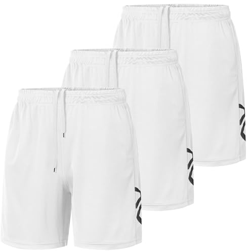 Covisoty Lot de 3 Shorts de Sport pour Homme Séchage Rapide avec Poches Jogging Fitness Sport Training Yoga Tennis D'été Shorts