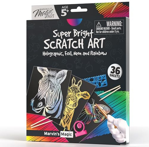 Marvin's Magic Scratch Art Kit for Kids - Rainbow Sheets - Age 5-12