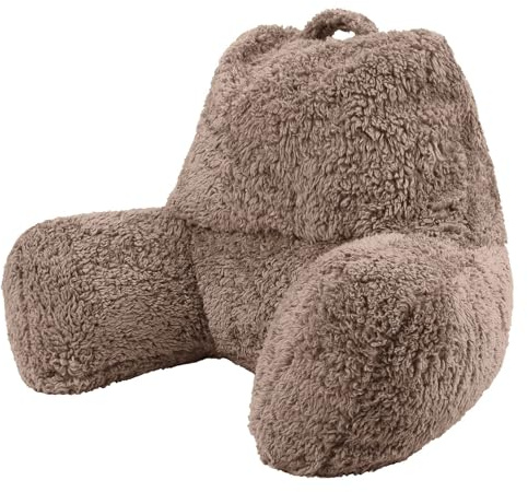 Icon Teddybär Rückenlehne Lesekissen, Mokkabraun, Lesekissen Flauschig mit Sitzsack Füllung, Rückenstütze mit Tragegriff