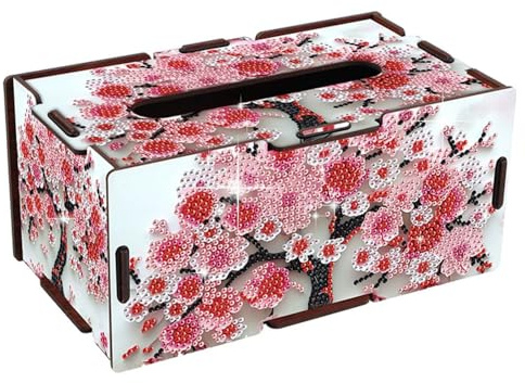 CXINLky Diamond Art Painting Serviettenhalter, Diamond Art Taschentuch Organizer Taschentuchbox für Zuhause Küche Büro Restaurant-05-Blumen