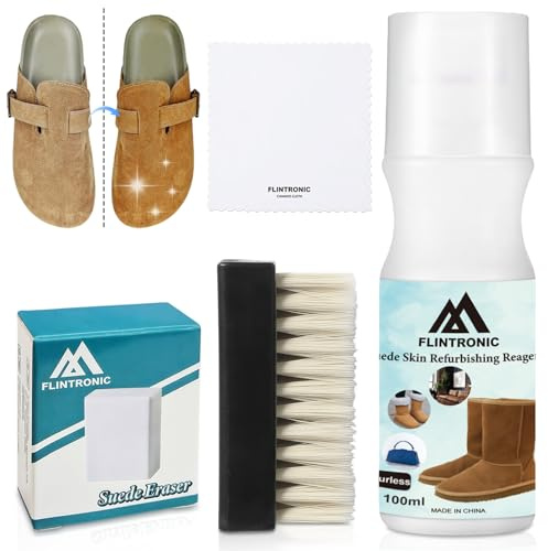 flintronic Suede & Nubuck Cleaner Kit, Suede Cleaner with Brush,Clean Polish Care & Restore Leather Boots, Cloths, Shoes, Handbags & Hats