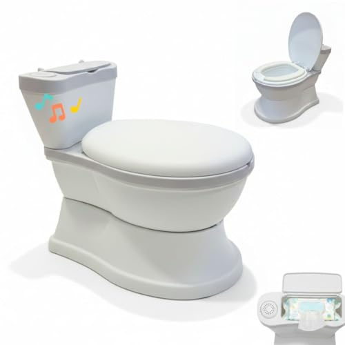 BATHBY Orinal Infantil Portátil con Música, Diseño Tipo WC, Asiento Acolchado, Base Antideslizante, Recipiente Extraíble y Soporte para Papel | Orinal Educativo para Aprender a Ir al Baño