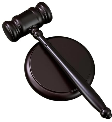 Dwitkul Juego de Martillo de Juez Mazo de Juez de Madera con Base Martillo de Subasta de Madera para Jurados, Conferencias, Subastas y Obsequios (Version B)