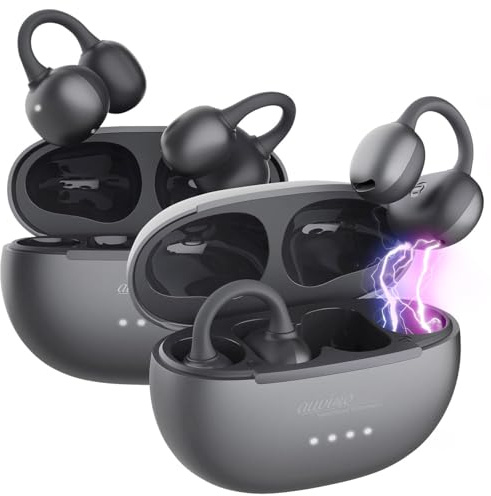 auvisio Bluetoothkopfhörer: 2er-Set Open-Ear Clip-on-Stereo-Headset, Bluetooth 6.0, Ladecase (Kopfhörer mit Powerbank, Bluetooth, Kopfhörer Open Ear,)