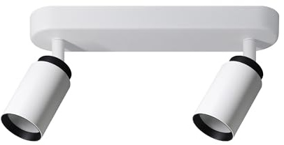 EDO Deckenstrahler GU10 MALGA DUO, 2 Flammig, Deckenlampe Weiß-Schwarze, Drehbar Spotbalken, Deckenleuchte Schwenkbar, Wandstrahler, Spot, Downlight, Lampe für Schlafzimmer, Küche, Wohnzimmer