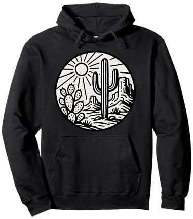 Vintage Desert Cactus Sunset Southwest Western Cactus Rustique Sweat à Capuche