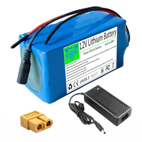 WSDAV 12V Lithium Battery Pack 12V 20Ah 30Ah Rechargeable Battery for 240W 360W Motor Conversion Kit with Charger,12V30Ah