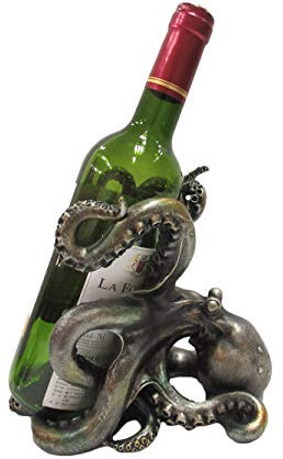 Pacific Giftware Rustikal Silber Octopus Wein Halter 19,1 cm hoch Tischplatte Bar Zähler Deko Skulptur