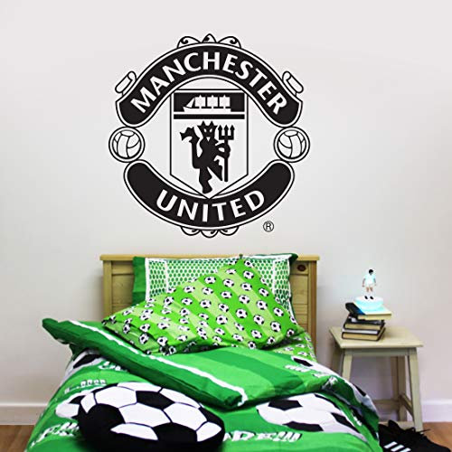 Manchester United Football Club Official (ONE Colour) Crest Sticker Decal Wall Art (Black, 60cm)