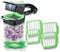 Genius Nicer Dicer Quick Zerkleinerer für Obst und Gemüse | 5 in 1 Multischneider mit austauschbaren Messereinsätzen | 30 Würfel oder 10 Scheiben mit einem klick (Grün), Edelstahl, 8 x 12 x 21, A34098