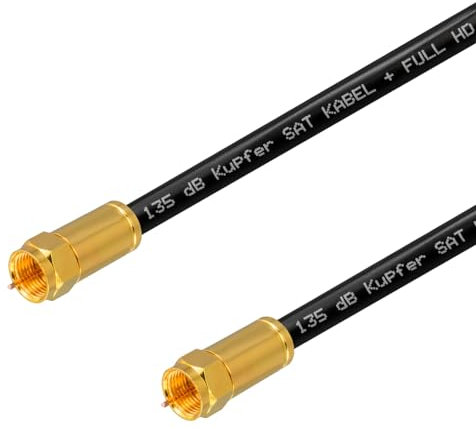 HB-DIGITAL 5m HDTV reines Kupfer SAT Antennenkabel 5-fach geschirmt max 135dB Anschlusskabel RG6 Koax mit Kompressionssteckern VERGOLDET Koaxial Kabel 1080p Full HD 3D UHD ULTRA 4K F-Stecker schwarz