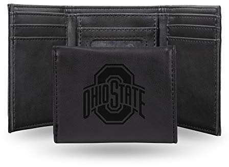 Rico Industries Geldbörse mit Lasergravur, dreifach gefaltet, Ohio State Buckeyes, Schwarz