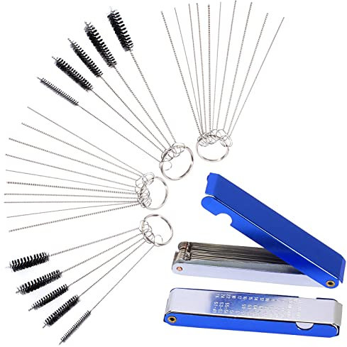 QAZAKY Lot de 26 fils de nettoyage + 20 aiguilles + 10 brosses en nylon pour soudeur, buse de nettoyage de jet de carbone, orifice de gaz, carburateur, tronçonneuse, arroseur, pommeau de douche, VTT,