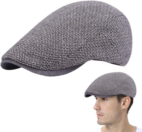 Herren Barett Cap, Herren Baskenmütze, Herren Flatcap, Unisex Beret Schirmmütze Flatcap Einstellbar Sportmütze Gatsby Newsboy Cap, Barette Cap,Größe 55-60cm, Frühling/Sommer/Herbst/Winter (Grau)