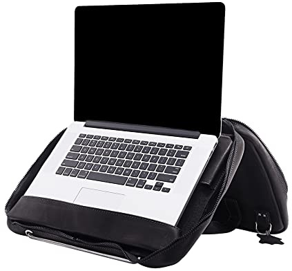 R-Go Tools Viva Laptoptasche - 15,6 Zoll Notebooktasche - Mit integrierter Laptop-Ständer - Leder -Schwarz