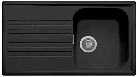 Plados PL0861 - Fregadero de cocina compuesto con bañera y escurridor, color negro mate