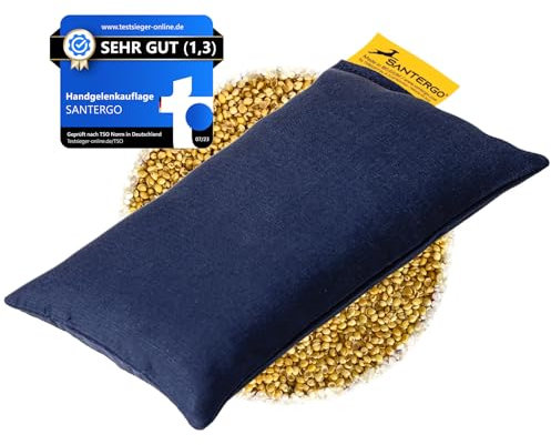 SANTERGO Mauspad Handgelenkauflage - ergonomische Handballenauflage aus Bio-Hirsespreu, Anti-Sehnenscheidenprobleme für die Computer Maus, Mousepad, Wrist Rest in Blau