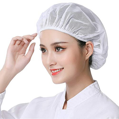 DXYAKY Elastische Kochmütze, Unisex, 6 Stück, für Küche, Kochmütze, Lebensmittelservice, Haarnetze, verstellbare Netzkappe, Weißes Netz (6 Stück), Einheitsgre