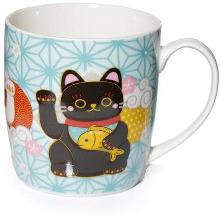 Puckator Maneki Neko Glückskatze Tasse aus Porzellan