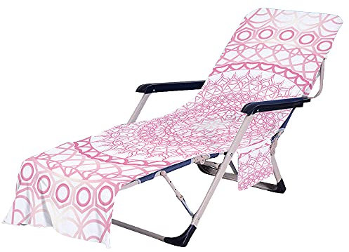 FANSU Mandala Schonbezug für Gartenliege Frottee Liegenauflage Garten Sonnenliege Handtuch mit 2 Taschen Stuhl Strandtuch für Schwimmbäder Strände Gartenhotels (Astral,75x210cm)