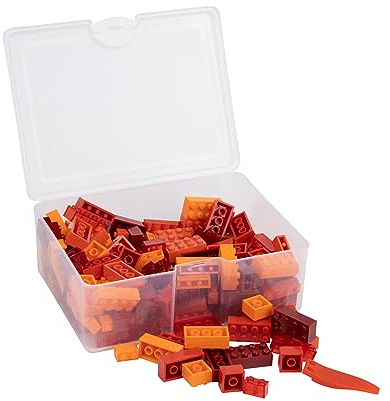 Q-Bricks Bausteine Box | 300 Grundbausteine in 5 Formen | Verpackt in Einer wiederverwendbaren Box | 100% kompatibel | Hergestellt in der EU (Rote Mischung)