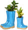 Dibor Set of 2 Flower Pot Planters - Small & Large Wellington Boot Plant Pot Autumn Gardening Gift Set (Light Blue)