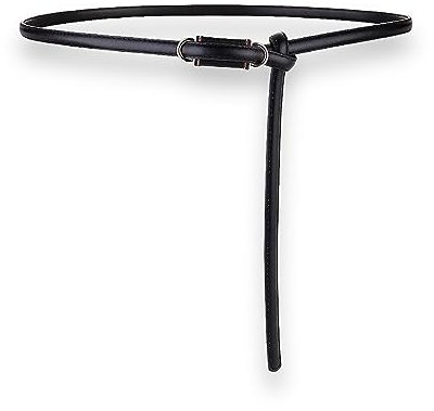 CB Damen Skinny Slim Weich Echtleder Gürtel Taillengürtel Goldfarbe Legierung Schnalle Flexible Knoten Bund, Schwarz, Einheitsgröße