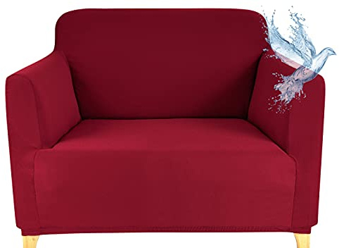 Poligino Copridivano 1 posto, copridivano impermeabile estensibile, protege divani con braccioli, colore: Borgogna