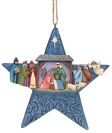 Enesco Jim Shore Heartwood Creek Star mit Krippenfigur, zum Aufhängen, 10,7 cm, mehrfarbig