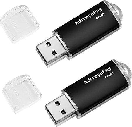 64 GB USB-Flash-Laufwerk, 2 Stück, USB-Stick, USB-Stick 64 GB Pendrive USB 2.0 Thumb Drive für Laptop, Tablet, PC (schwarz)